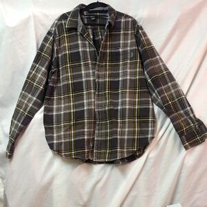 Men's Plaid Shirt - Black and Yellow